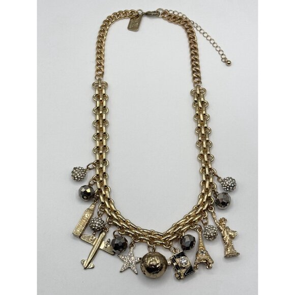 Off Park Collection White Crystal Gold Tone Travel Charm Necklace - Picture 7 of 7